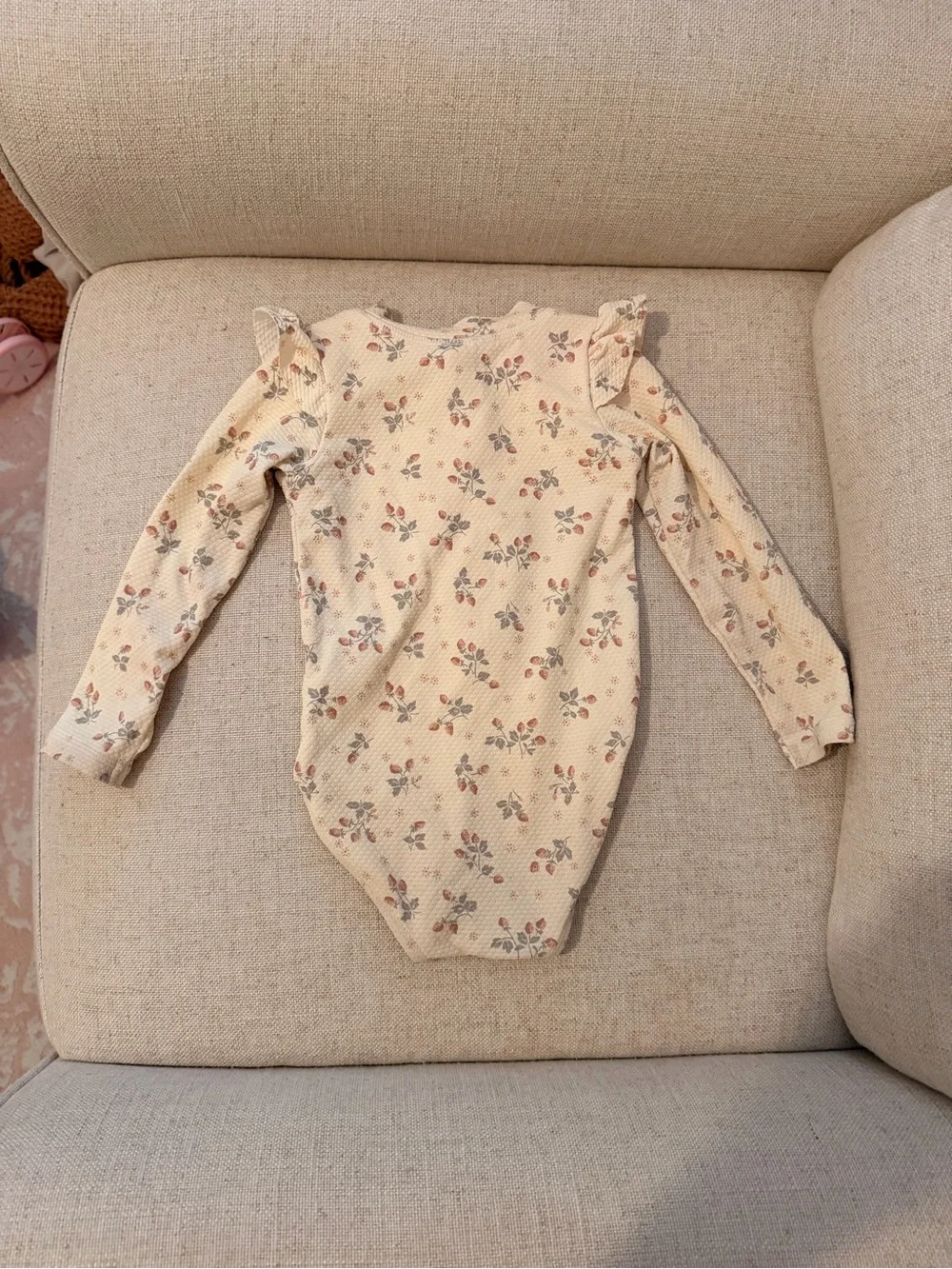 Quincy Mae Cream Floral Long-Sleeve Swimsuit